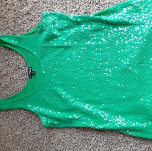 Cute Kelly green sequin tank top